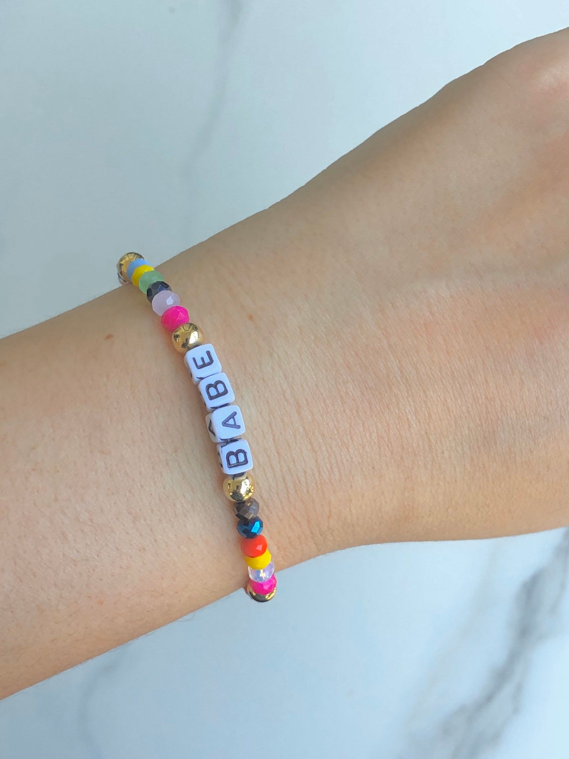 Colorful beaded bracelets personalized sayings cool Etsy
