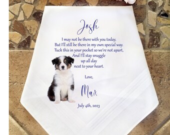 Personalized Wedding handkerchief for the groom or bride from dog, cat, or pets with photo option of their dog, cat, pets, Memorial wedding