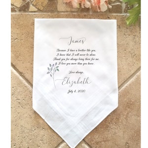 Brother of the Bride Gift, Brother of the bride handkerchief, Wedding Handkerchief, personalised handkerchief.