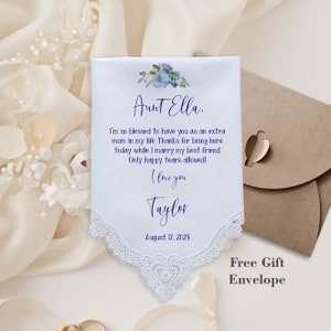 Wedding handkerchief gift for aunt of the bride with custom message. Use for capturing happy tears-LS11DSGB[I-323]