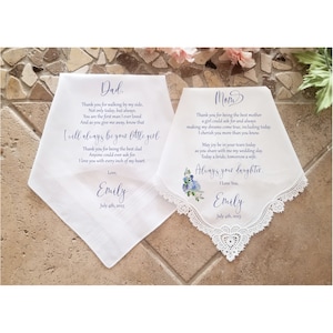 Mother of the Bride Gift & Father of the Bride Gift from the Bride, Mother of Bride Gift, wedding handkerchief from daughter