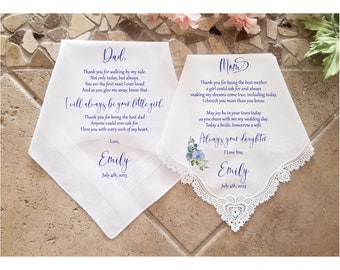 Mother of the Bride Gift & Father of the Bride Gift from the Bride, Mother of Bride Gift, wedding handkerchief from daughter