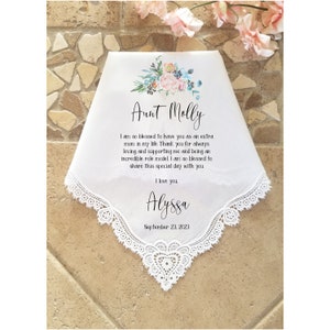 Aunt of the Bride Wedding Gift, Wedding Handkerchief Gift for Aunt from the Bride