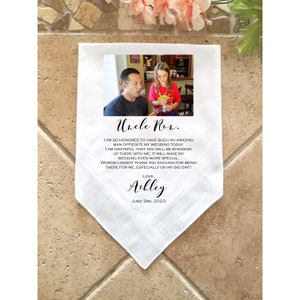 Uncle of the Bride handkerchief with photo option, gift from the bride, printed wedding handkerchief from niece to her uncle