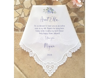 Aunt of the Bride Wedding Gift, Wedding Handkerchief, Wedding Hankies-Gift for Aunt-LS11DSGB[I-323]