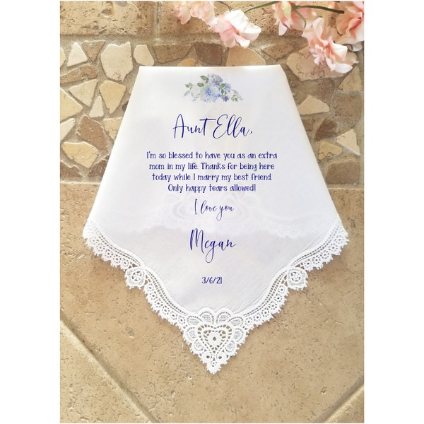 Aunt of the Bride Wedding Gift, Wedding Handkerchief, Wedding Hankies-Gift for Aunt-LS11DSGB[I-323]