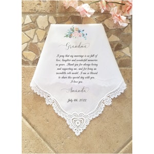 Grandma of the Bride Gift, Wedding Handkerchief, Wedding Hankies-Gift for Grandmother-LS11LeCAC[I-320]