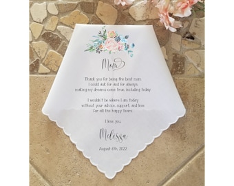 Personalized Wedding handkerchief for Mother of the Bride from the Bride, gift from daughter, printed, mother wedding gift
