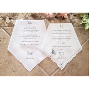 Mother of the Groom Gift, Father of the Groom Gift, Wedding Gift, Wedding Handkerchief, Personalized Gift, Wedding Gift for Parents
