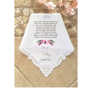 Mother of the Bride Gift, Wedding Handkerchief, Personalised wedding Hankies-Gift for Mom-LS11LEGB[I-210]