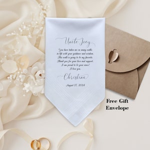 Uncle of the Bride Gift, Wedding Handkerchief, Wedding Hankies-Gift for Uncle-LeCAC[I-327]