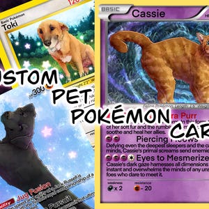 Cartes Pokémon personnalisées pour animaux de compagnie ; Animaux de compagnie personnalisés et dessinés à la main comme un Pokémon