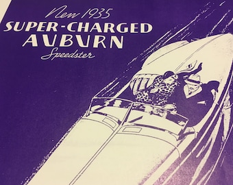 1935 Auburn Super-Charged Speedster Ad  reproduction poster print