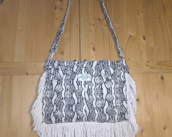 Purse Boho Handmade Denim Refashion Snake Design