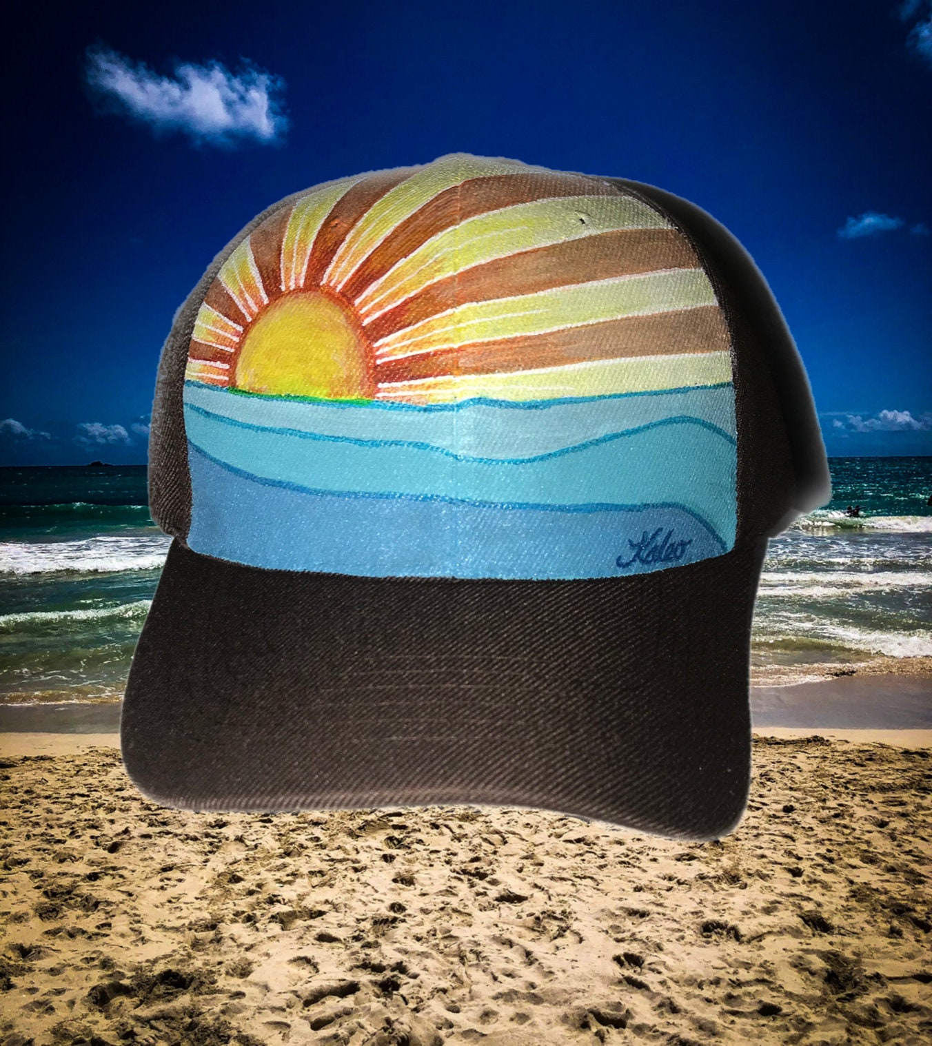 SOLD Hand painted Sassy Sunset Hat Etsy