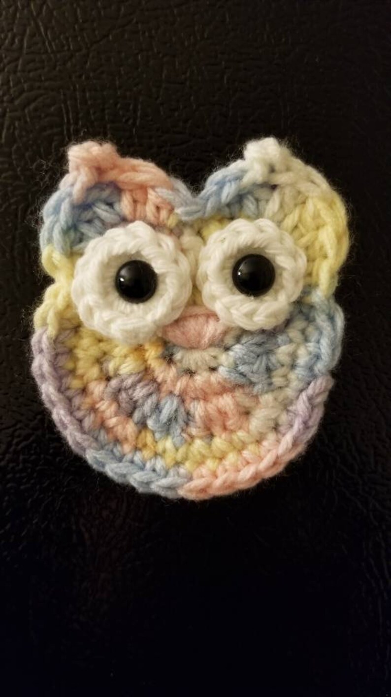 Handmade crocheted Great Horned Owl Magnets