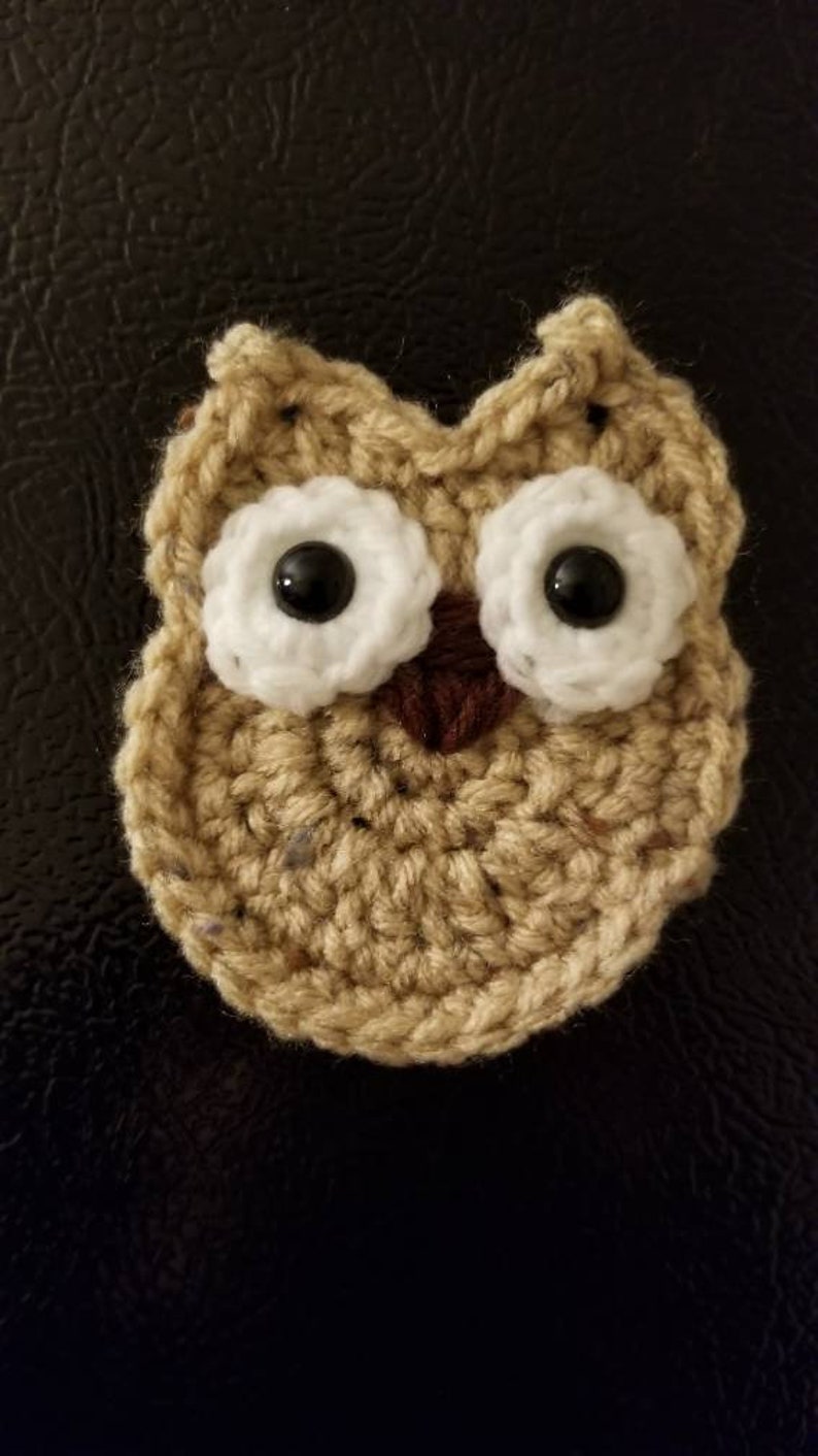 Handmade crocheted Great Horned Owl Magnets