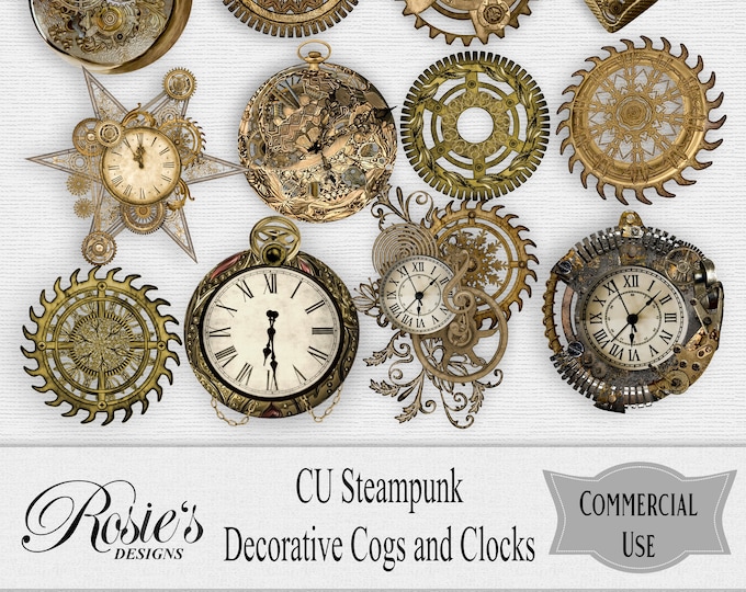 Steampunk Decorative Cogs and Clocks