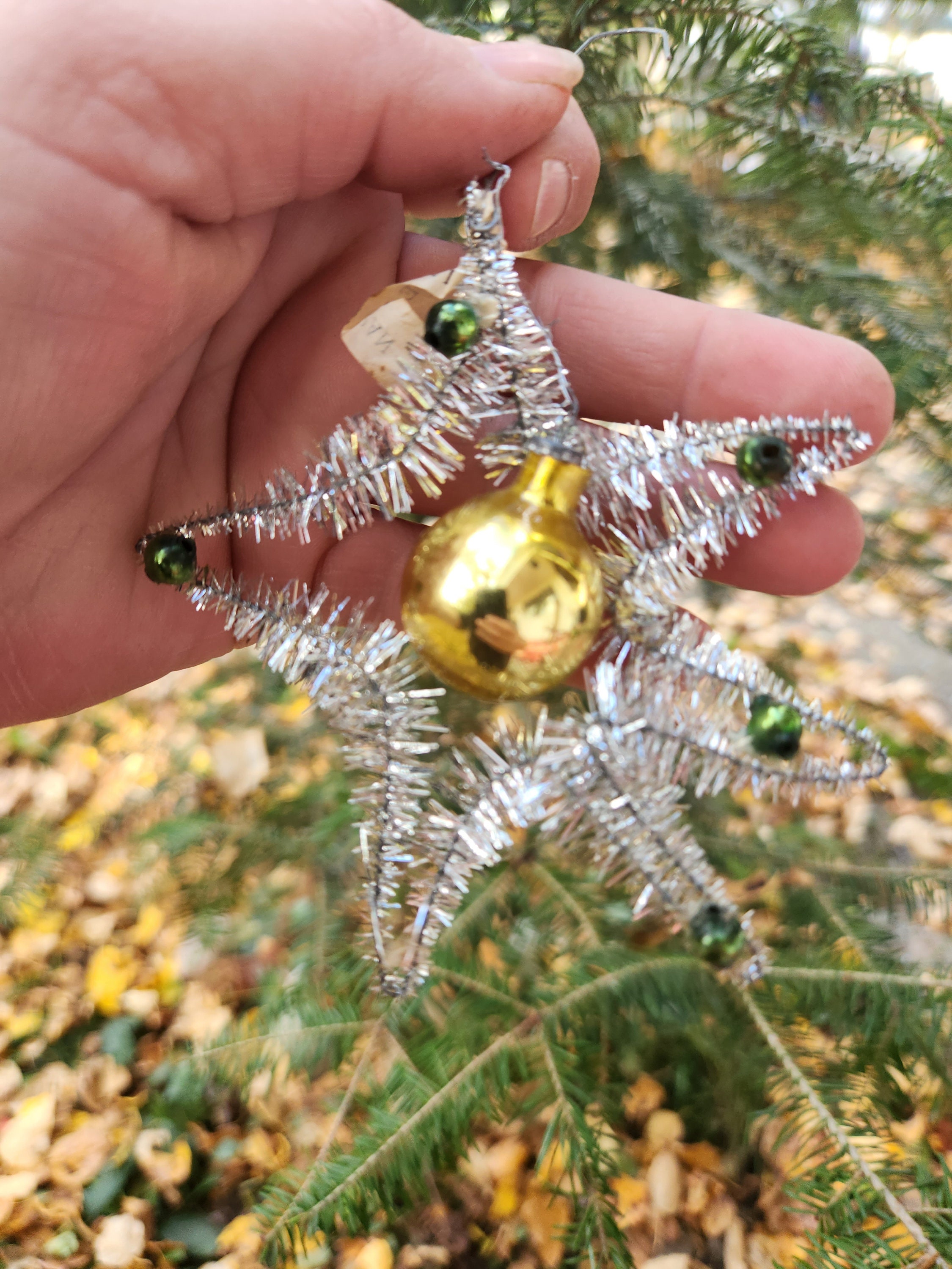 Collection of 11 Antique Wire Wrapped Tinsel Ornament With Mercury
