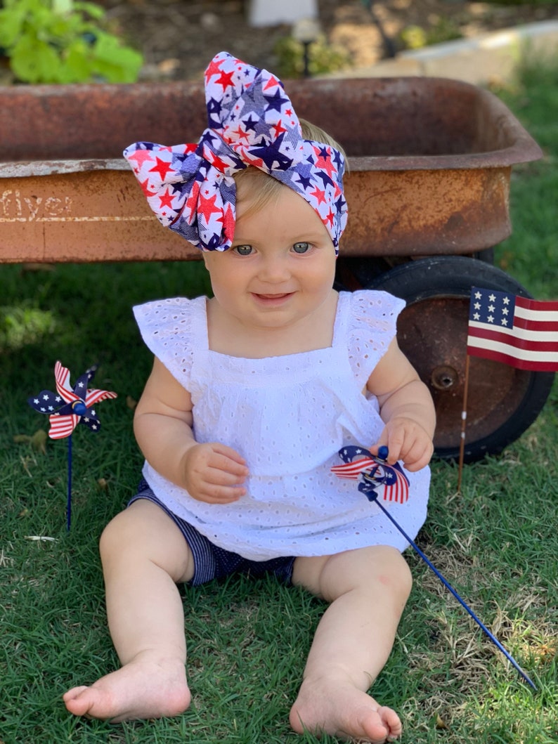 Stars, Fireworks, Flags 4th of July Messy Bow