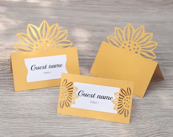 Sunflower Wedding Place Cards SVG Templates (Digital Download)