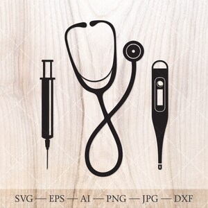 Medical tools svg, stethoscope svg, syringe svg, thermometer svg. Nurse SVG, Doctor svg. Cut SVG files for Cricut, Silhouette