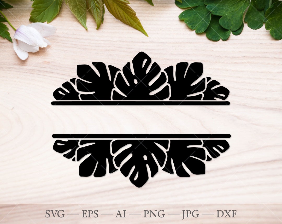 Monstera Svg, Monstera Monogram SVG. Monstera Leaf SVG Cutting File