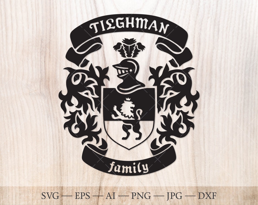 Tilghman Family Crest. Coat of Arms Svg. Heraldic Shield With Lion and