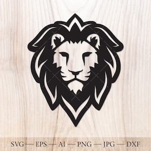 ライオンの頭の SVG。Cricut 用のロイヤル ライオンの SVG カット ファイル。動物の SVG、ライオンのクリップアート