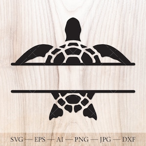 Sea Turtle monogram SVG, Turtle silhoutte split monogram svg, name monogram svg cut file, monogram frame svg. Ocean turtle svg