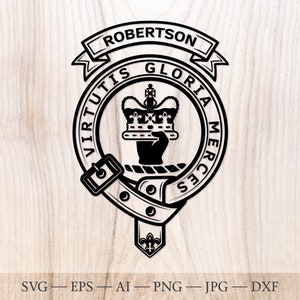 Robertson crest badge SVG, Schotse clan SVG, familiewapen SVG. Wapenschild svg. Heraldische Schotse riem met gesp SVG. Clankam svg