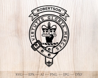 Robertson crest badge SVG, Scottish clan svg, Family crest svg. Coat of arms svg. Heraldic scottish belt with buckle SVG. Clan crest svg