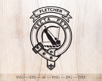 Fletcher-klanens vapensköld SVG, skotsk familjevapen (digital nedladdning)