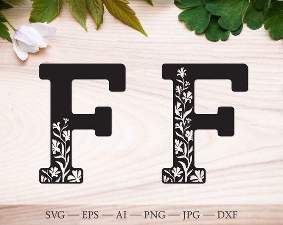 Download Initial Svg F Floral Letter Svg Flower Wedding Monogram Etsy