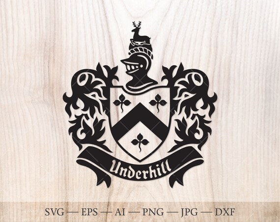 Underhill Family Crest. Coat of Arms Svg. Heraldic Shield