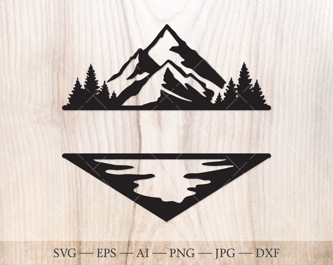Mountain, Lake and Forest Monogram SVG, Forest Split Name Frame SVG Cut ...
