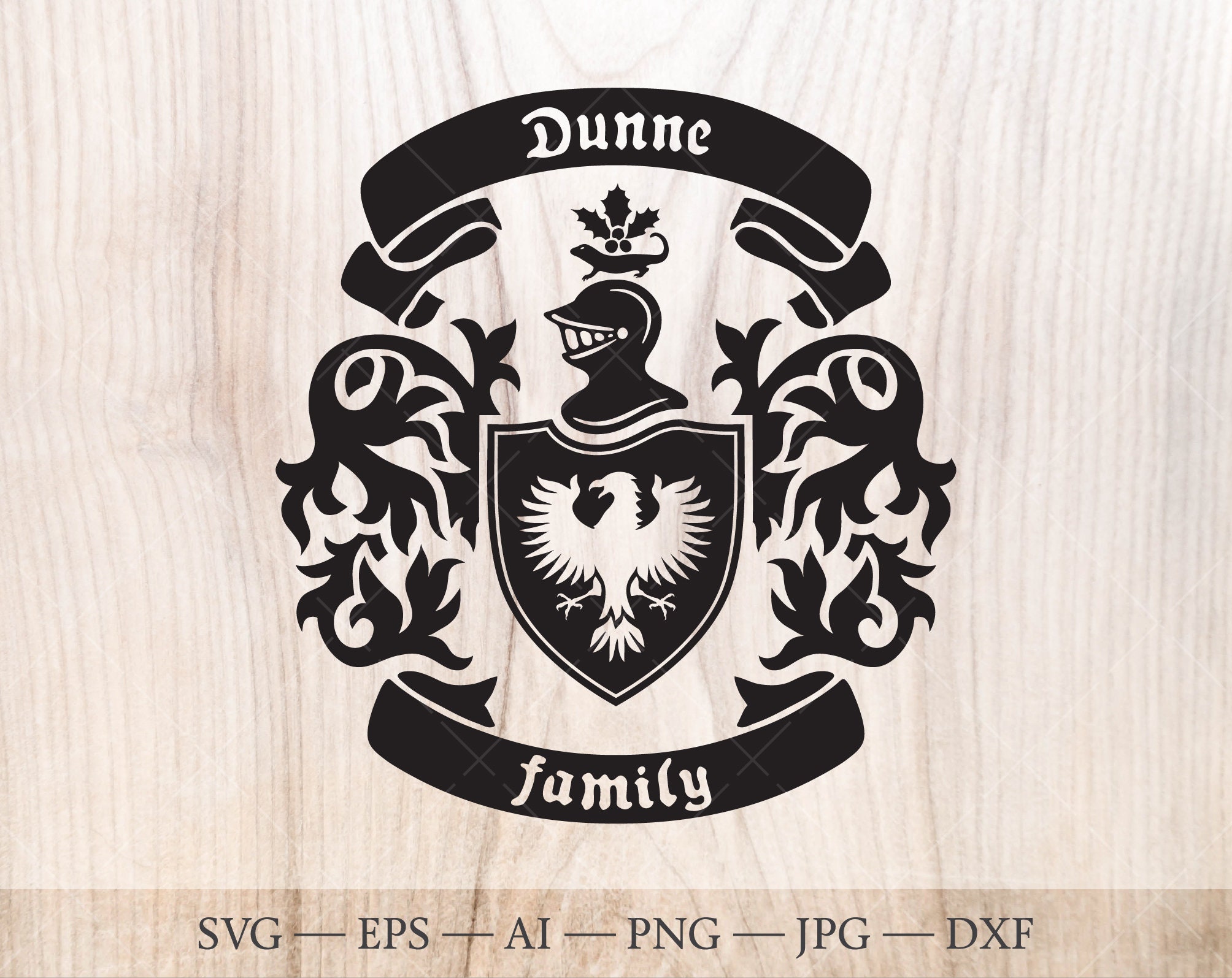 Dunne Family Crest. Coat of Arms Svg. Heraldic Shield With - Etsy