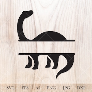 Dinosaur Split Monogram SVG. Brontosaurus monogram frame SVG Cut file, Dinosaur name SVG, dino svg clipart