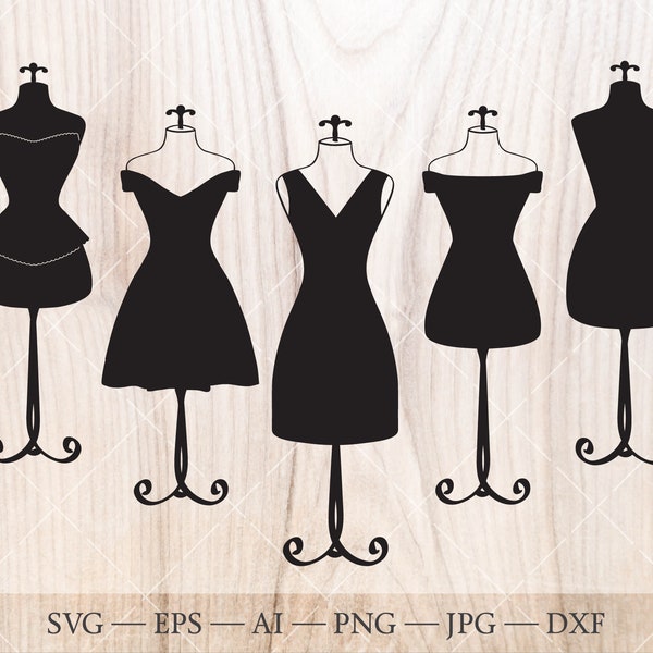 Fashion and dress form SVG Set. Mannequin clipart. Svg, eps, dxf, png