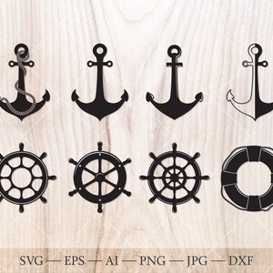 Nautical SVG Clipart – Anchor, Life Buoy, Boat Helm (Digital Download)
