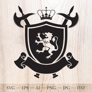 Set SVG scudo con leone. Stemma, stemma di famiglia.