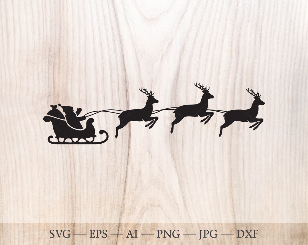 Santa Sleigh SVG. Merry Christmas Svg, Santa Claus and Reindeer Clipart ...