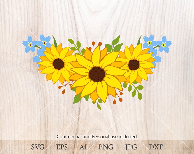 Download Sunflower bouquet SVG. Sunflower clipart. Floral frame ...