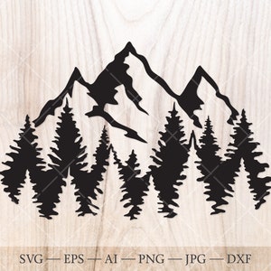 Berg und Wald SVG ausgeschnittene Datei. Berge svg, Wald svg, Wald svg. Draußen Reisen svg