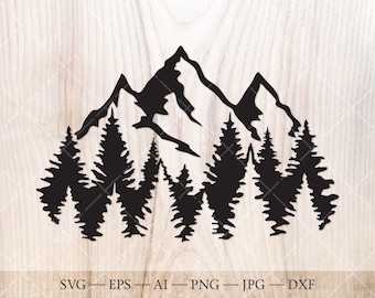 Mountain Forest SVG Cut File, Outdoors Travel (Digital Download)