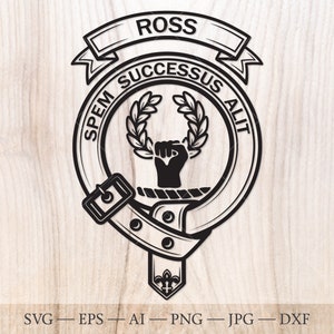 Badge écusson Ross SVG, svg du clan écossais, écusson familial svg. Armoiries svg. Ceinture héraldique écossaise avec boucle SVG. Emblème du clan svg