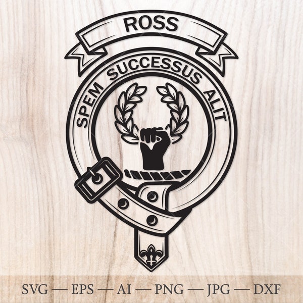 Ross crest badge SVG, Scottish clan svg, Family crest svg. Coat of arms svg. Heraldic scottish belt with buckle SVG. Clan crest svg