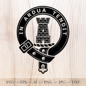 Insigne Malcolm écusson SVG avec tour, clan écossais svg, écusson familial svg. Armoiries svg. SVG héraldique. Svg écusson du clan Malcolm