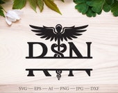 RN split monogram frame SVG. Rn name svg, Registered nurse svg. RN svg, Caduceus Medical Symbol svg, healthcare svg. Nurse svg, Medical svg.