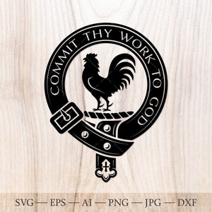 Insigne écusson Sinclair SVG, svg du clan écossais, écusson familial svg. Armoiries svg. Ceinture héraldique écossaise avec boucle SVG. Emblème du clan svg